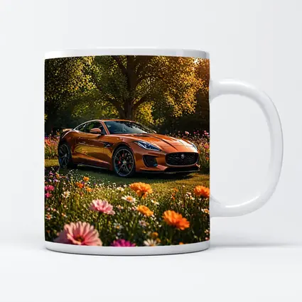 Jaguar F-Type Orange Sports Car Flower Field