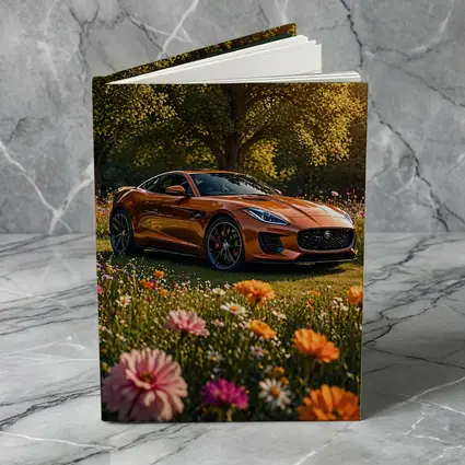 Jaguar F-Type Orange Sports Car Flower Field
