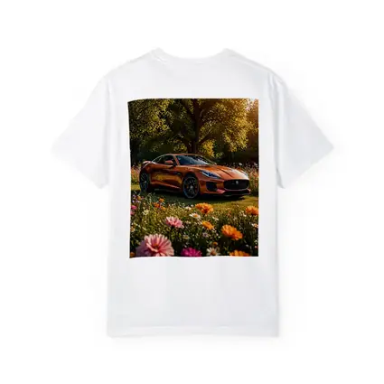 Jaguar F-Type Orange Sports Car Flower Field