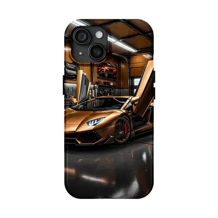 Gold Lamborghini Aventador Inside Luxury Garage