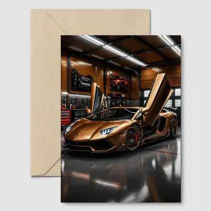 Gold Lamborghini Aventador Inside Luxury Garage
