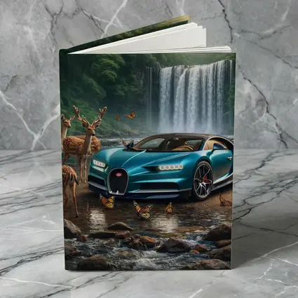 Bugatti Chiron Waterfall Forest Deer Scene