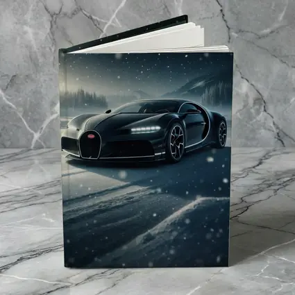 Bugatti Chiron Black Car Snowy Night