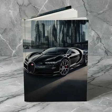 Bugatti Chiron Black City Glass Buildings