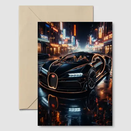 Bugatti La Voiture Noire Neon City Night