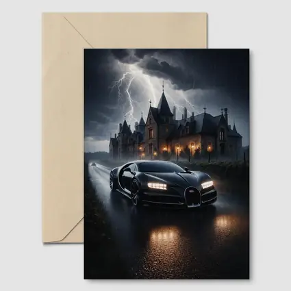 Bugatti Chiron Storm Dark Mansion Night