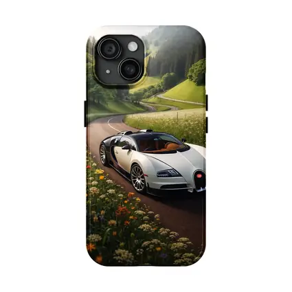 Bugatti Veyron White Supercar Winding Country Road