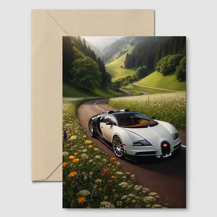 Bugatti Veyron White Supercar Winding Country Road
