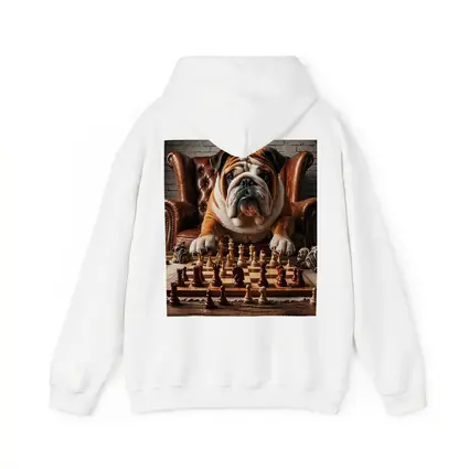 Bulldog Playing Chess Brown Leather Armchair