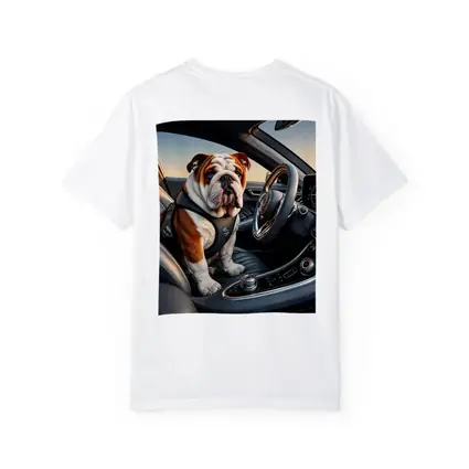 English Bulldog Sitting Inside Luxury Car