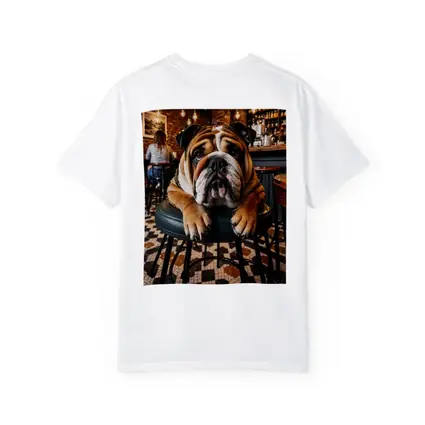 English Bulldog Relaxing In Cozy Cafe Bar
