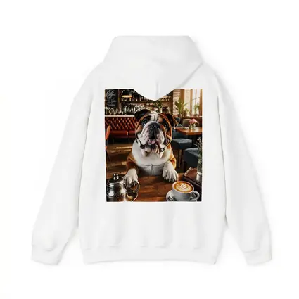 English Bulldog Sitting In Coffee Shop