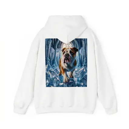 English Bulldog Standing In Icy Cathedral