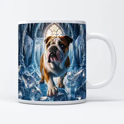 English Bulldog Standing In Icy Cathedral