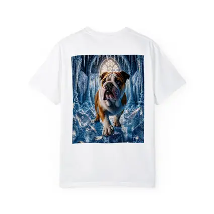 English Bulldog Standing In Icy Cathedral