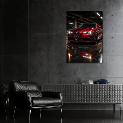 Alfa Romeo Giulia Red Wet Parking Garage