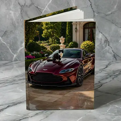 Aston Martin Vantage Tuxedo Cat Mansion Driveway