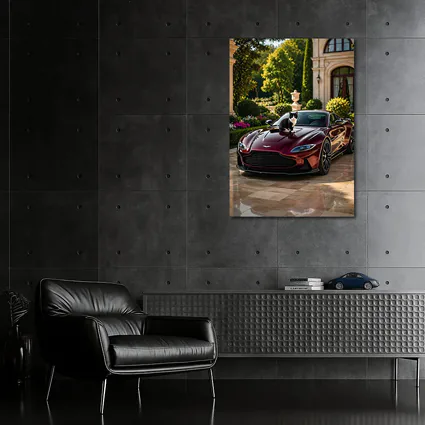 Aston Martin Vantage Tuxedo Cat Mansion Driveway