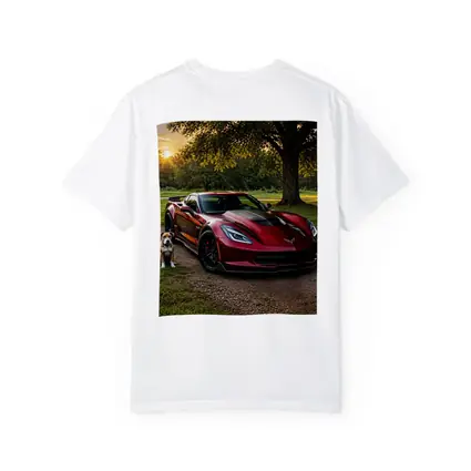 Chevrolet Corvette Red Car Dog Sunset