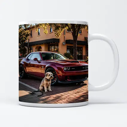 Dodge Challenger SRT Hellcat Red With Dog