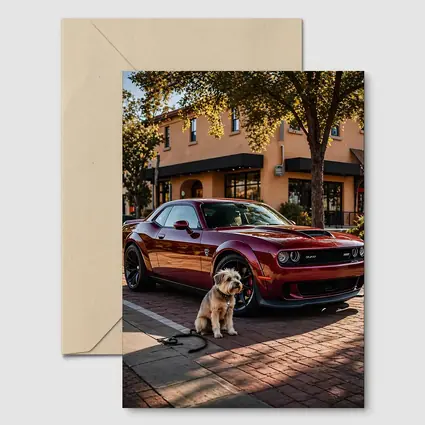 Dodge Challenger SRT Hellcat Red With Dog