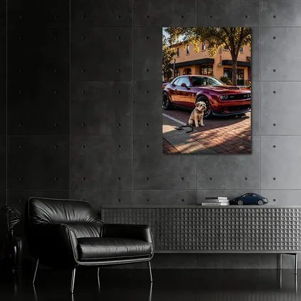 Dodge Challenger SRT Hellcat Red With Dog