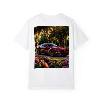 Ford Mustang GT500 Garden Flowers Sunset