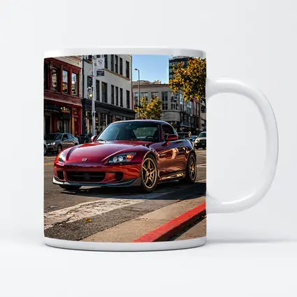 Honda S2000 Burgundy Downtown Street Scene