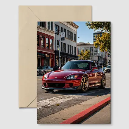 Honda S2000 Burgundy Downtown Street Scene