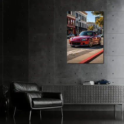 Honda S2000 Burgundy Downtown Street Scene
