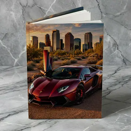 Lamborghini Aventador Burgundy Phoenix City Sunset