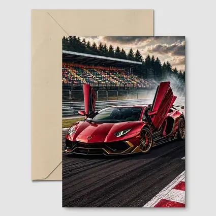 Red Lamborghini Aventador Drifting Race Track