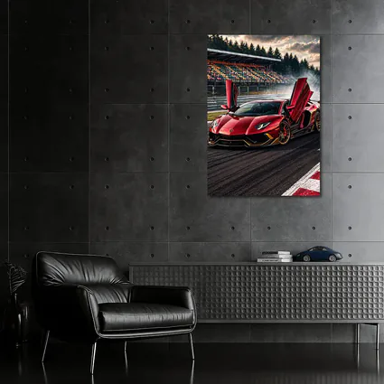Red Lamborghini Aventador Drifting Race Track