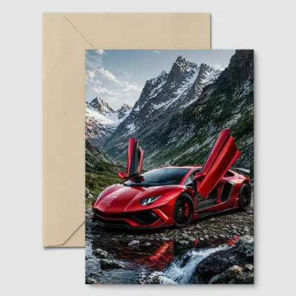 Red Lamborghini Aventador Mountain Alpine Setting