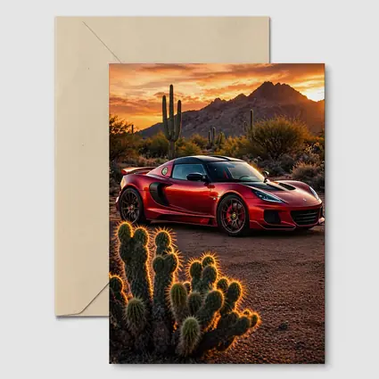 Lotus Exige Red Car Desert Sunset