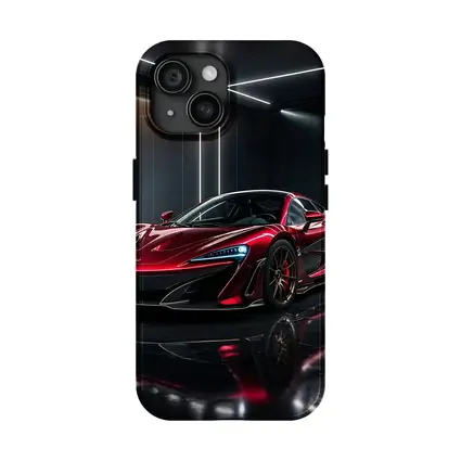 Red McLaren 600LT Dark Showroom Setting