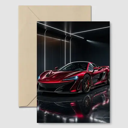 Red McLaren 600LT Dark Showroom Setting