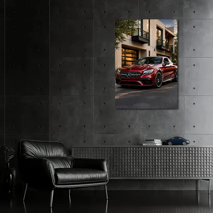 Mercedes AMG C63 Red Coupe Modern House