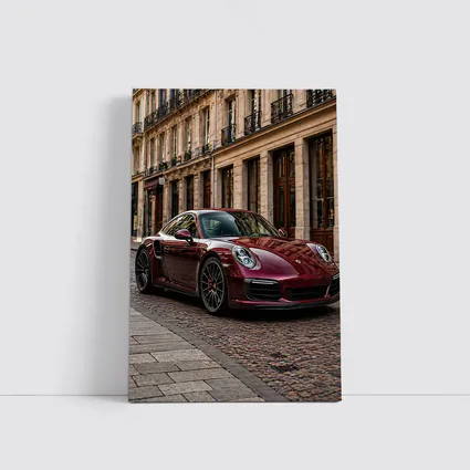 Burgundy Porsche 911 Parisian Street Scene