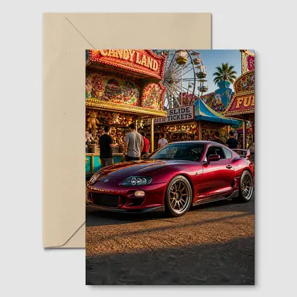 Toyota Supra Red Carnival Fairground Setting