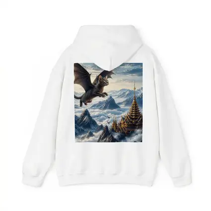 Burmese Dragon Cat Flying Over Mountains