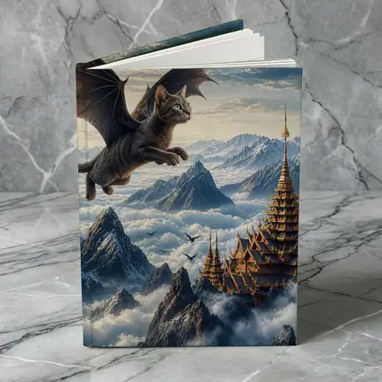 Burmese Dragon Cat Flying Over Mountains