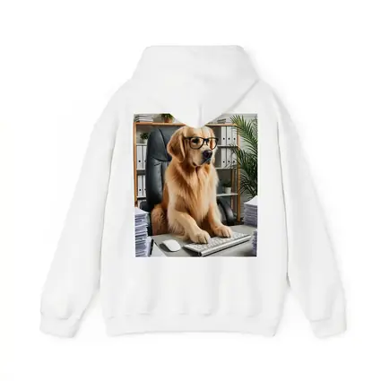 Golden Retriever Boss Working at Office Desk