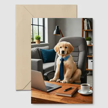 Golden Retriever Puppy Boss Home Office