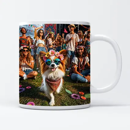 Papillon Dog Festival Flowers Sunglasses Crowd