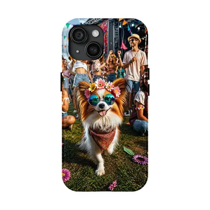 Papillon Dog Festival Flowers Sunglasses Crowd