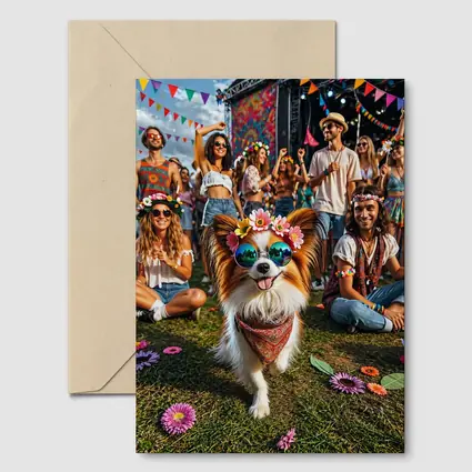 Papillon Dog Festival Flowers Sunglasses Crowd