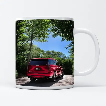 Red Cadillac Escalade V Series Forest Road