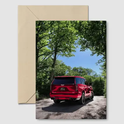 Red Cadillac Escalade V Series Forest Road