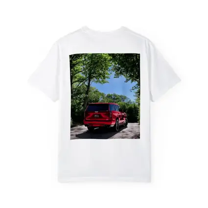 Red Cadillac Escalade V Series Forest Road